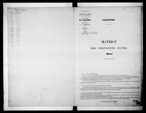 matrice cadastrale des propriétés bâties