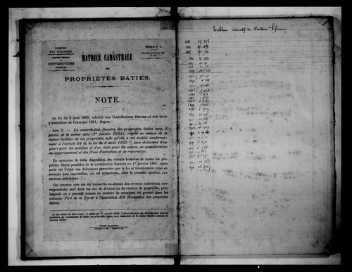 matrice cadastrale des propriétés bâties