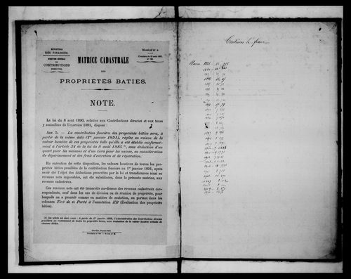 matrice cadastrale des propriétés bâties