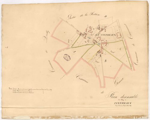 Section plan d'ensemble du village de Cintheaux