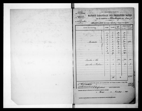 matrice cadastrale des propriétés bâties