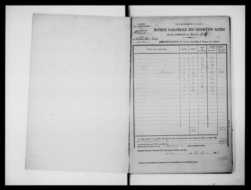 matrice cadastrale des propriétés bâties
