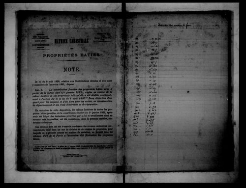 matrice cadastrale des propriétés bâties