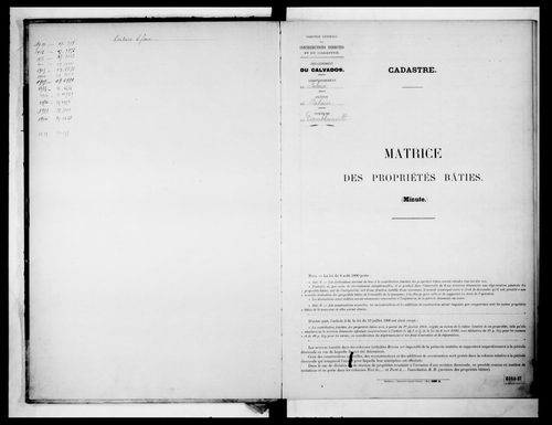 matrice cadastrale des propriétés bâties