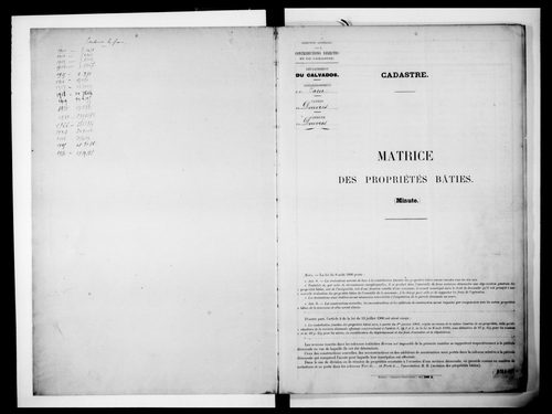 matrice cadastrale des propriétés bâties