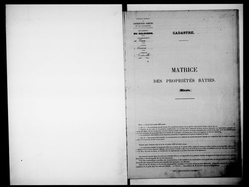 matrice cadastrale des propriétés bâties