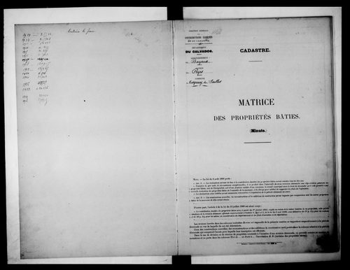 matrice cadastrale des propriétés bâties