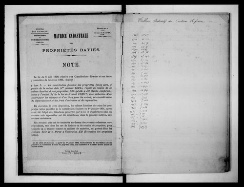 matrice cadastrale des propriétés bâties