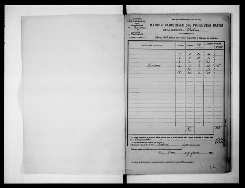 matrice cadastrale des propriétés bâties