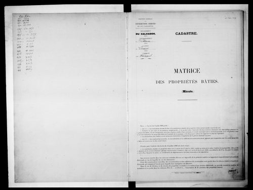 matrice cadastrale des propriétés bâties
