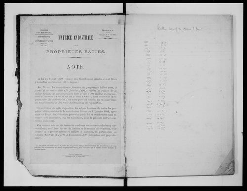 matrice cadastrale des propriétés bâties