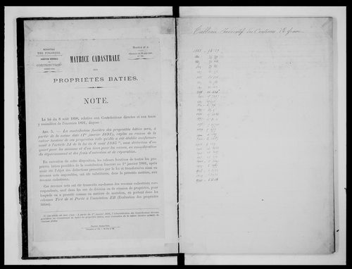 matrice cadastrale des propriétés bâties
