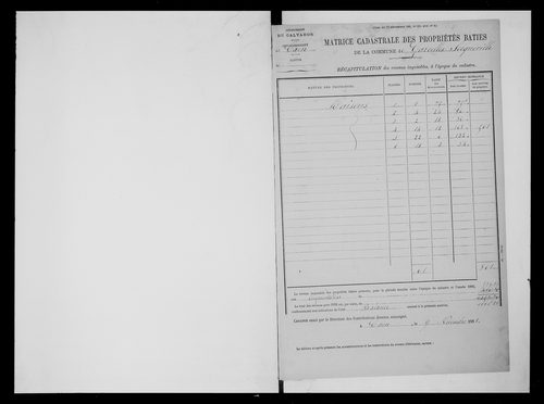 matrice cadastrale des propriétés bâties