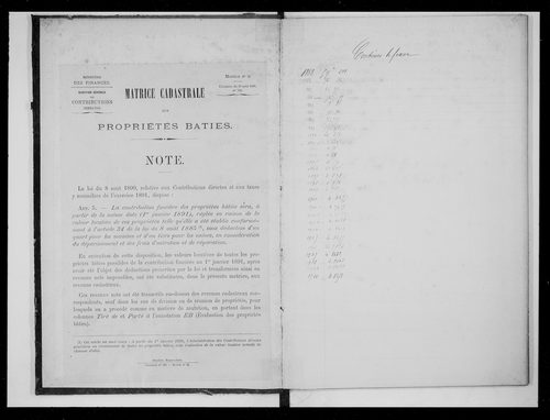 matrice cadastrale des propriétés bâties
