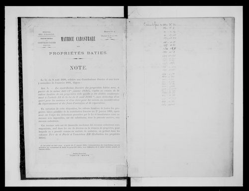 matrice cadastrale des propriétés bâties