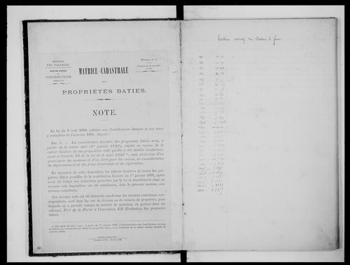 matrice cadastrale des propriétés bâties
