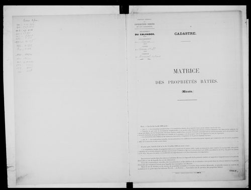 matrice cadastrale des propriétés bâties