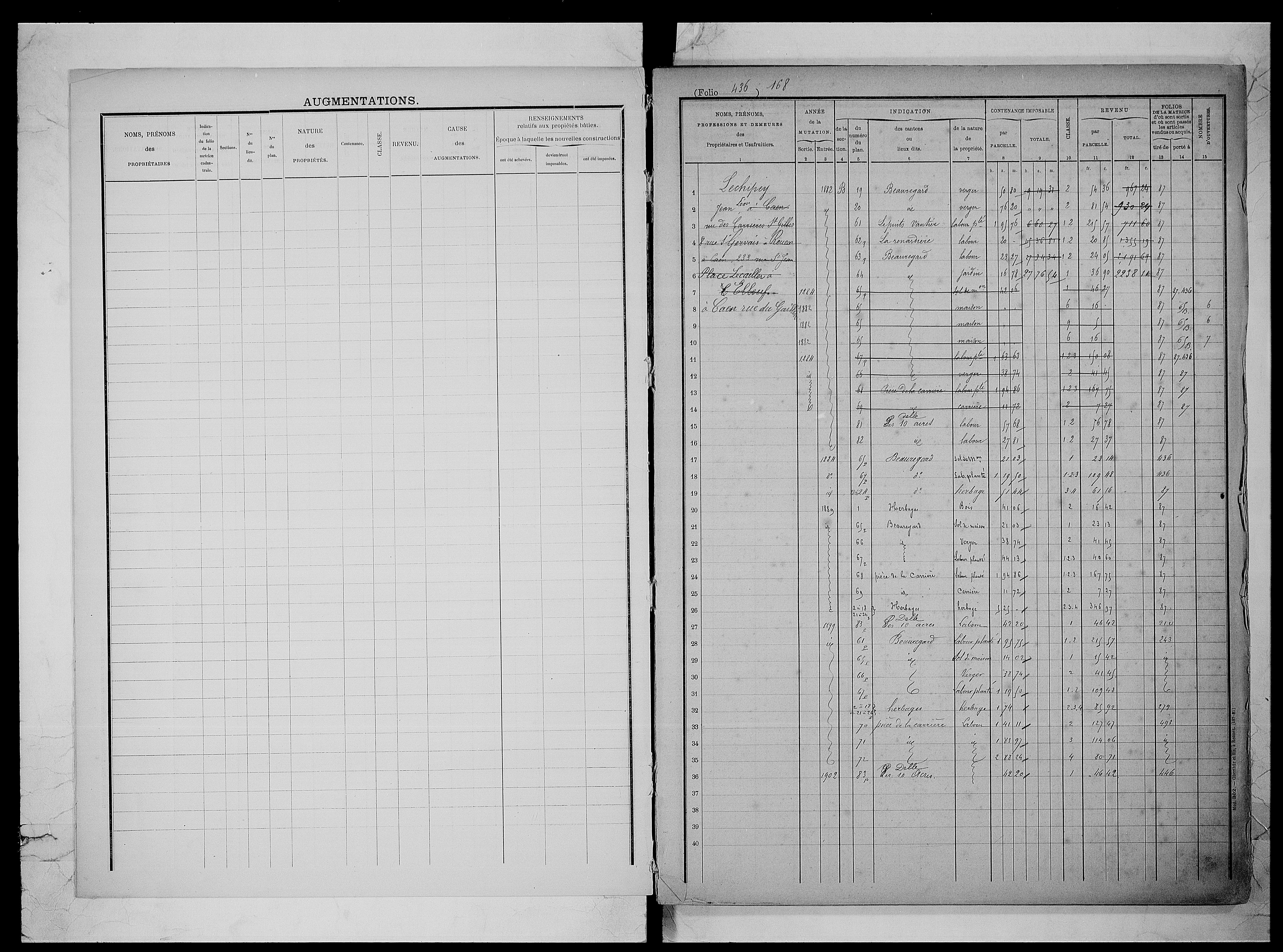 matrice cadastrale des propriétés foncières (bâties et non bâties), 1823-1913, 2e vol. (folios 436-566)