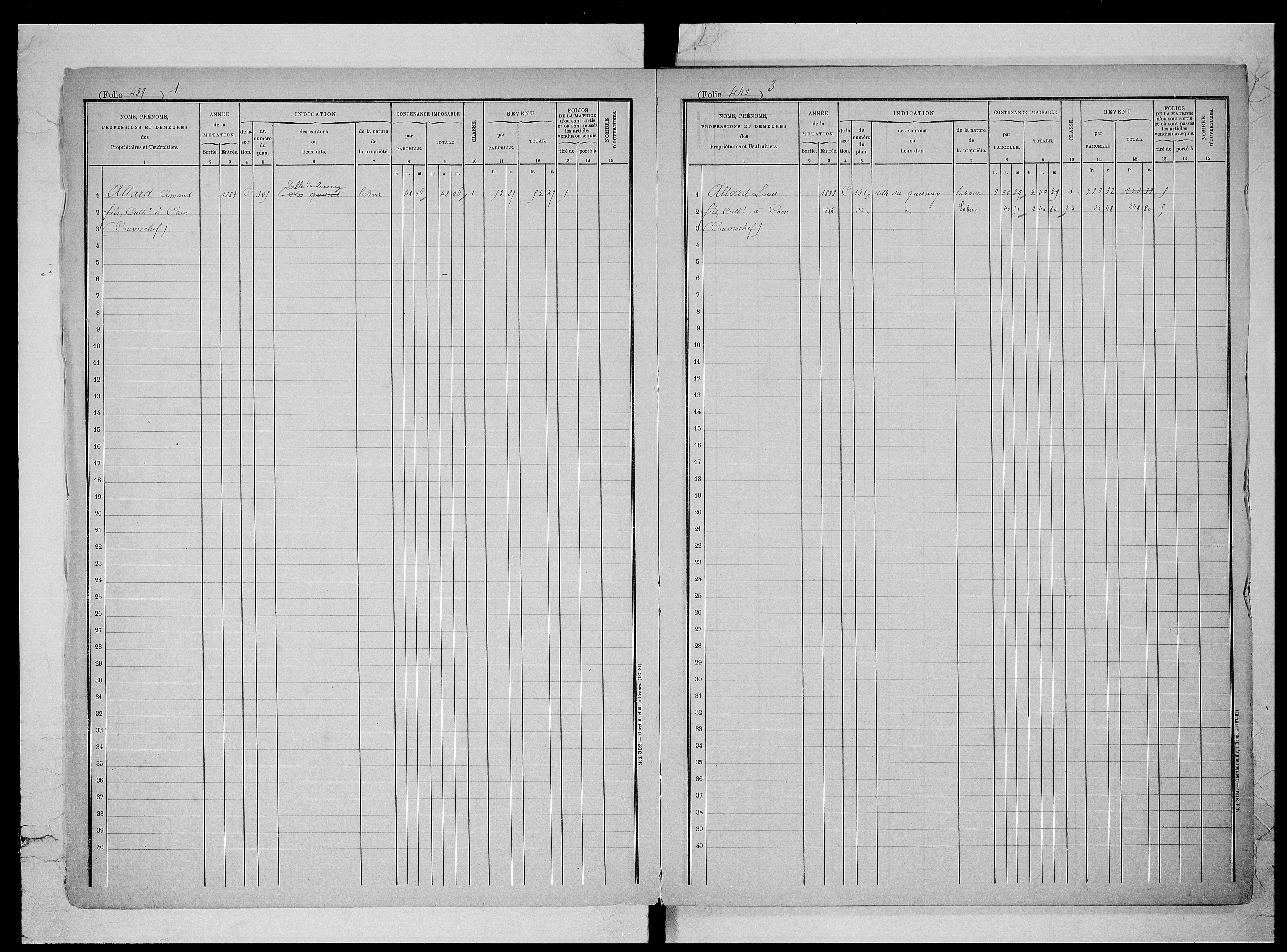 matrice cadastrale des propriétés foncières (bâties et non bâties), 1823-1913, 2e vol. (folios 436-566)