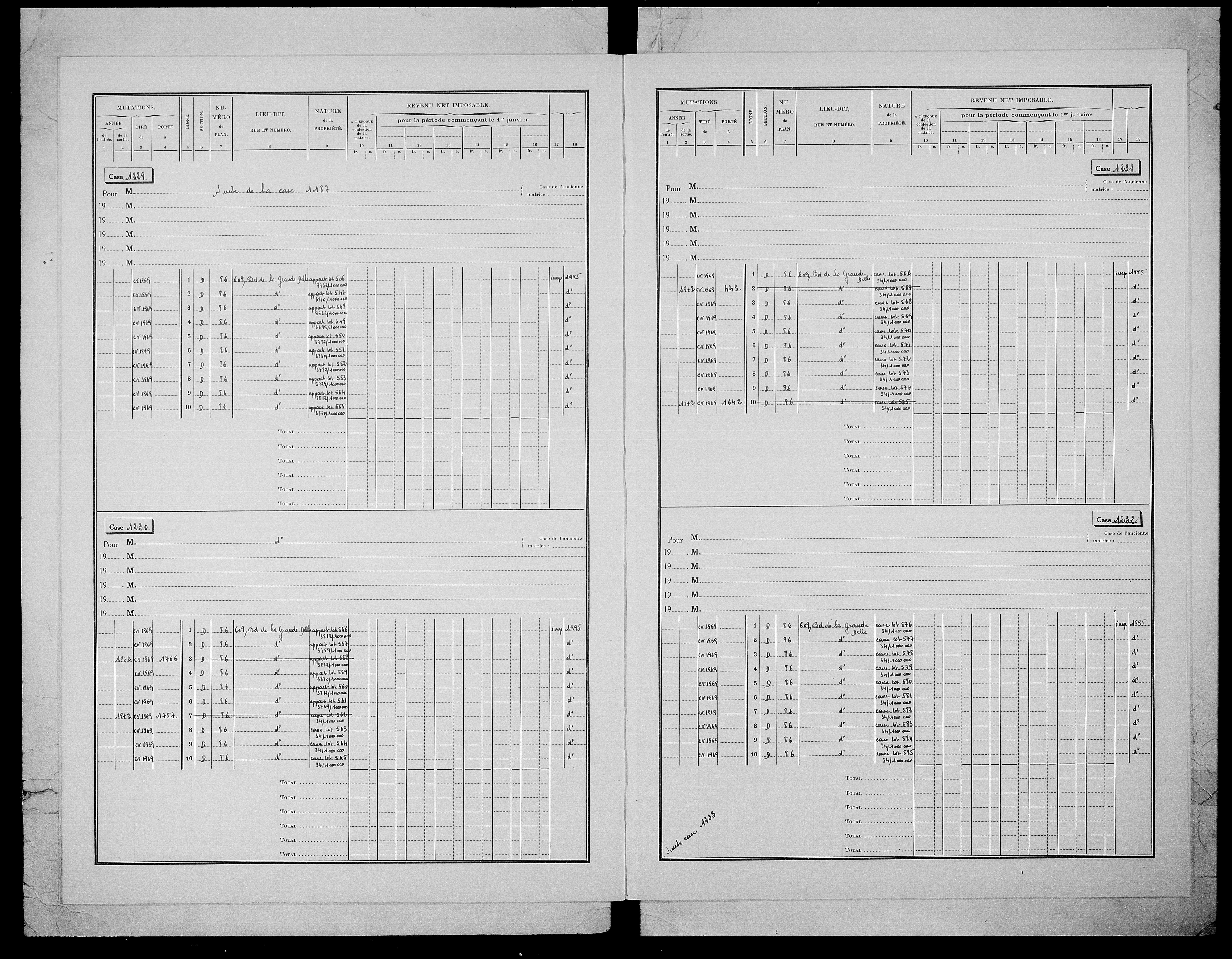 matrice cadastrale des propriétés bâties, 1911-1972, 4e vol. (cases 1187-1786)
