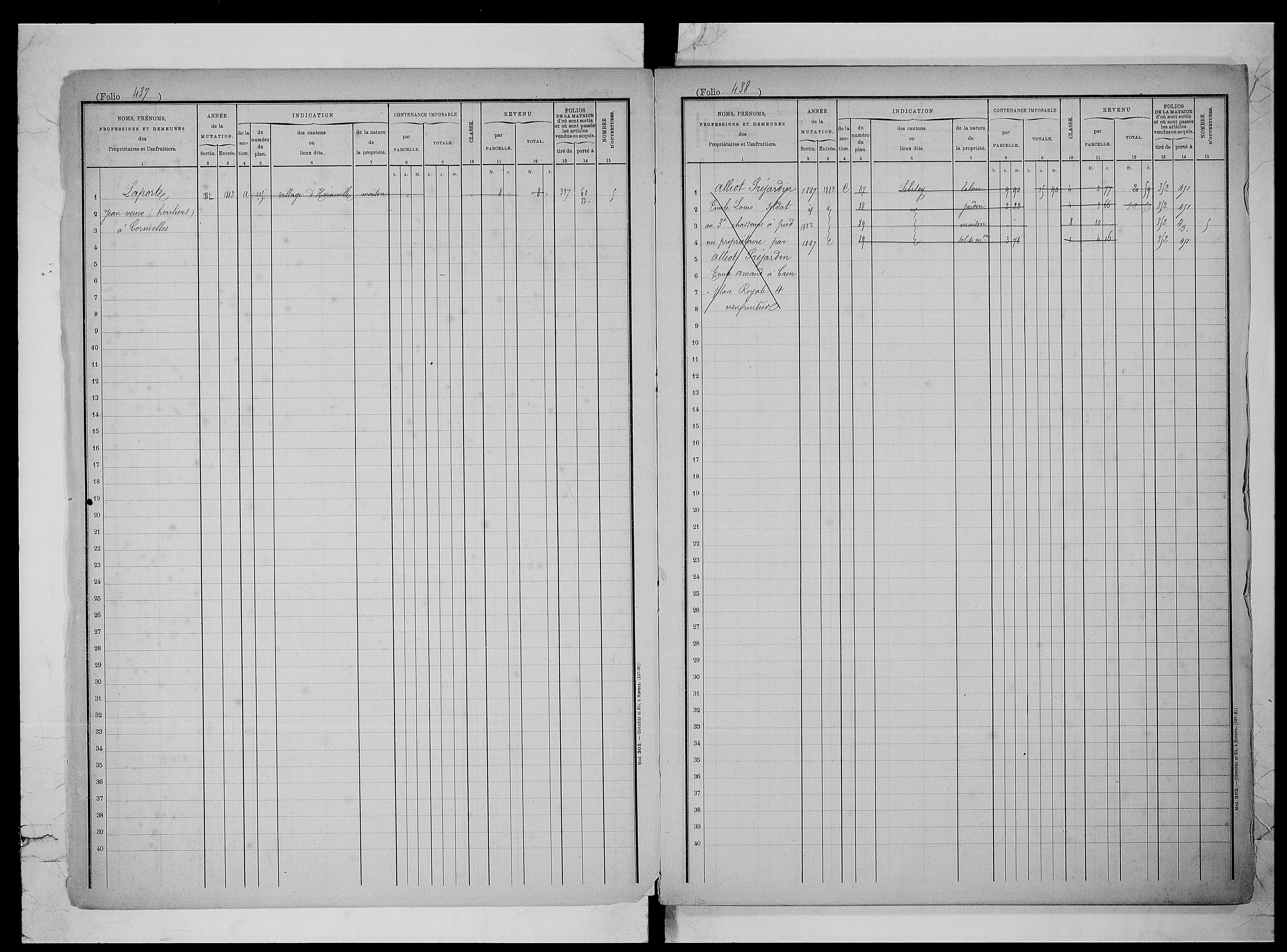 matrice cadastrale des propriétés foncières (bâties et non bâties), 1823-1913, 2e vol. (folios 436-566)