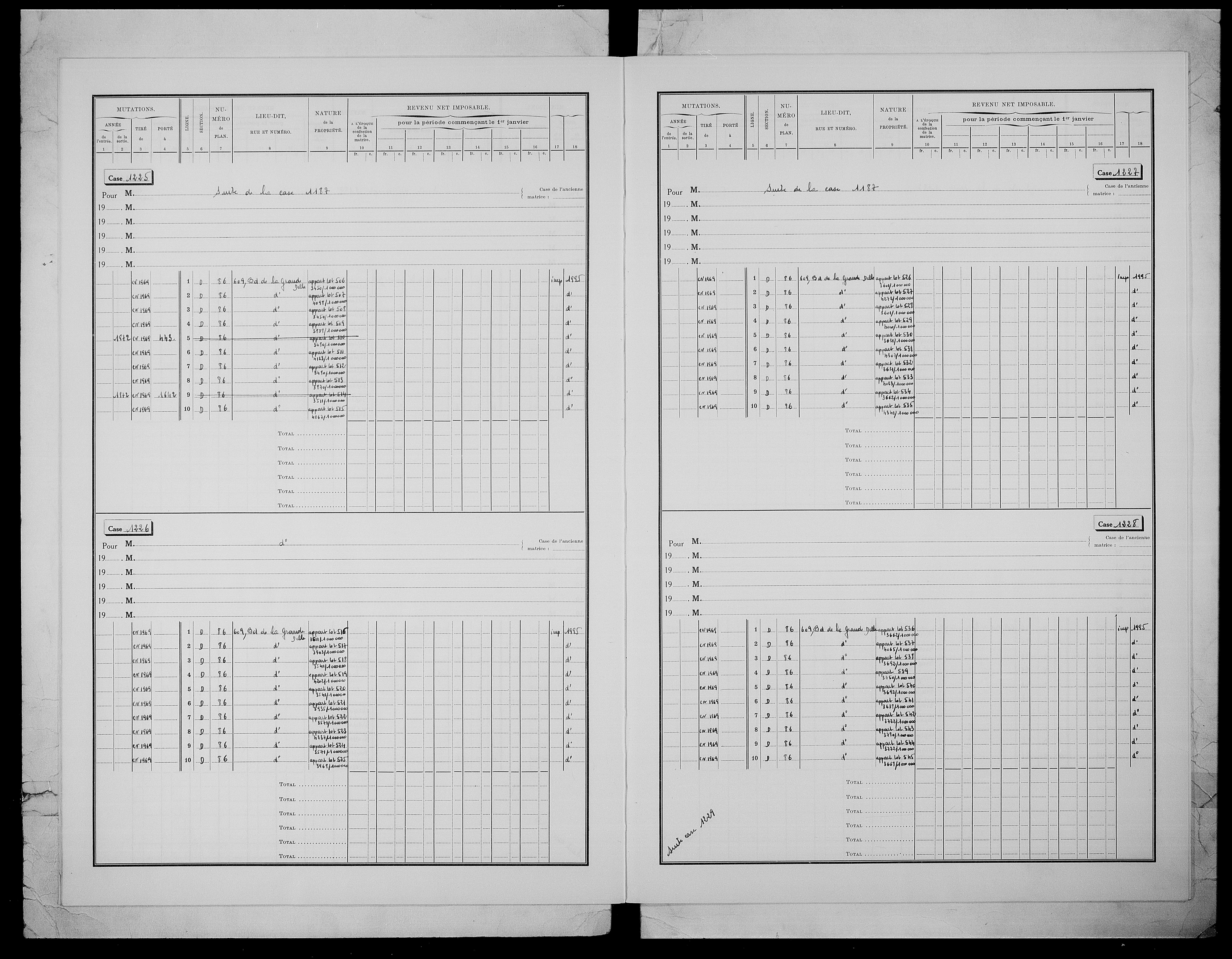 matrice cadastrale des propriétés bâties, 1911-1972, 4e vol. (cases 1187-1786)