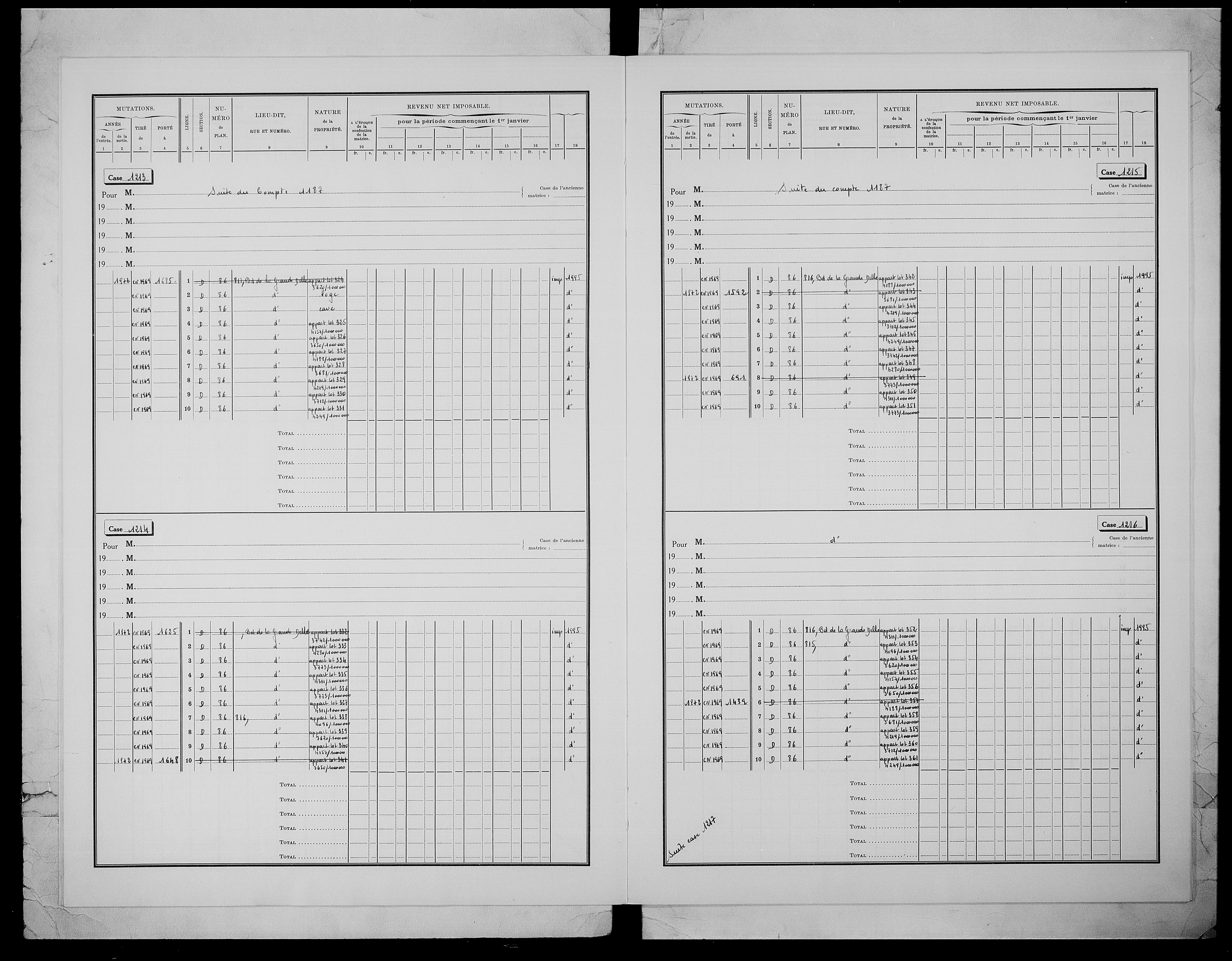 matrice cadastrale des propriétés bâties, 1911-1972, 4e vol. (cases 1187-1786)