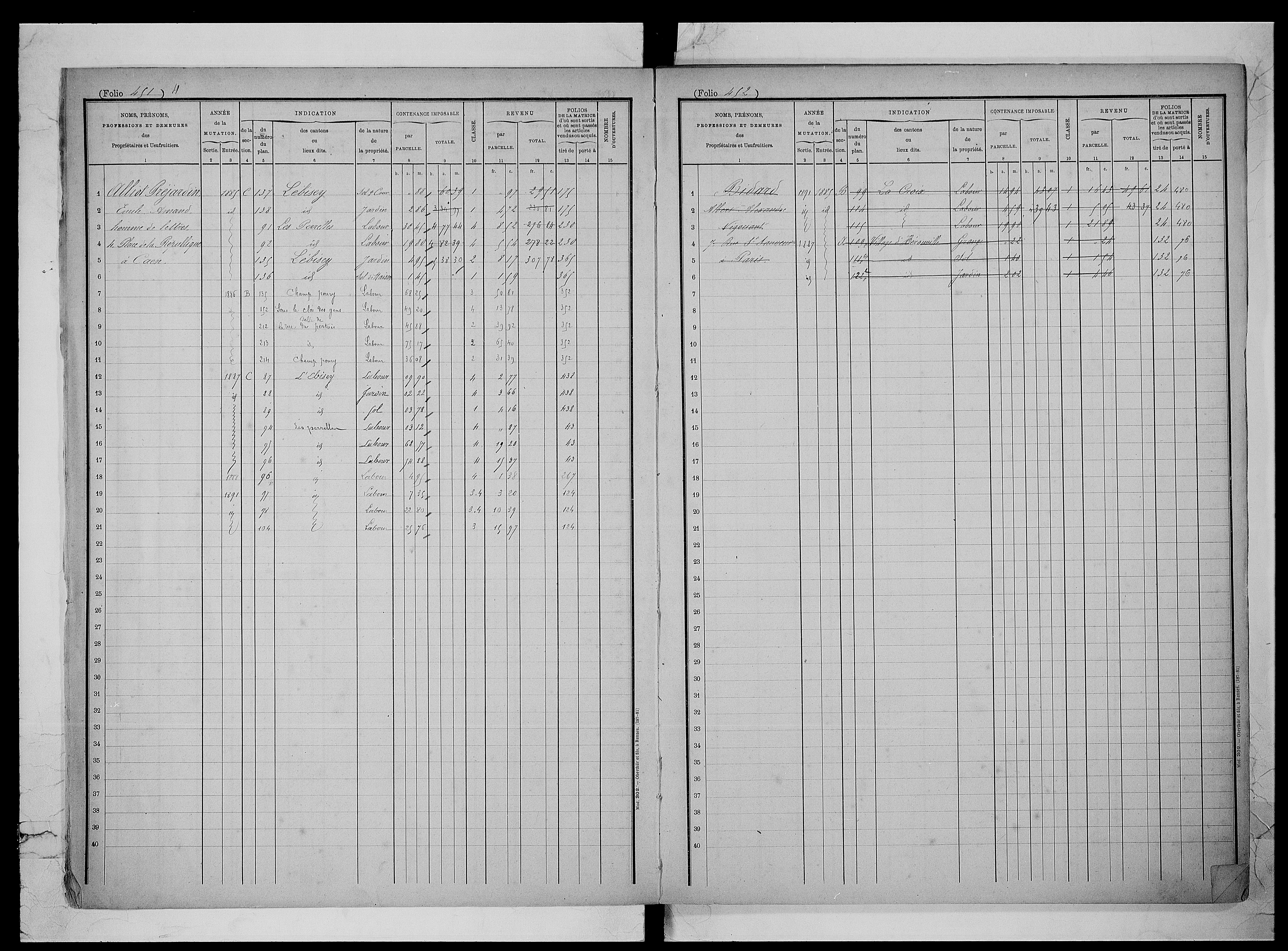 matrice cadastrale des propriétés foncières (bâties et non bâties), 1823-1913, 2e vol. (folios 436-566)