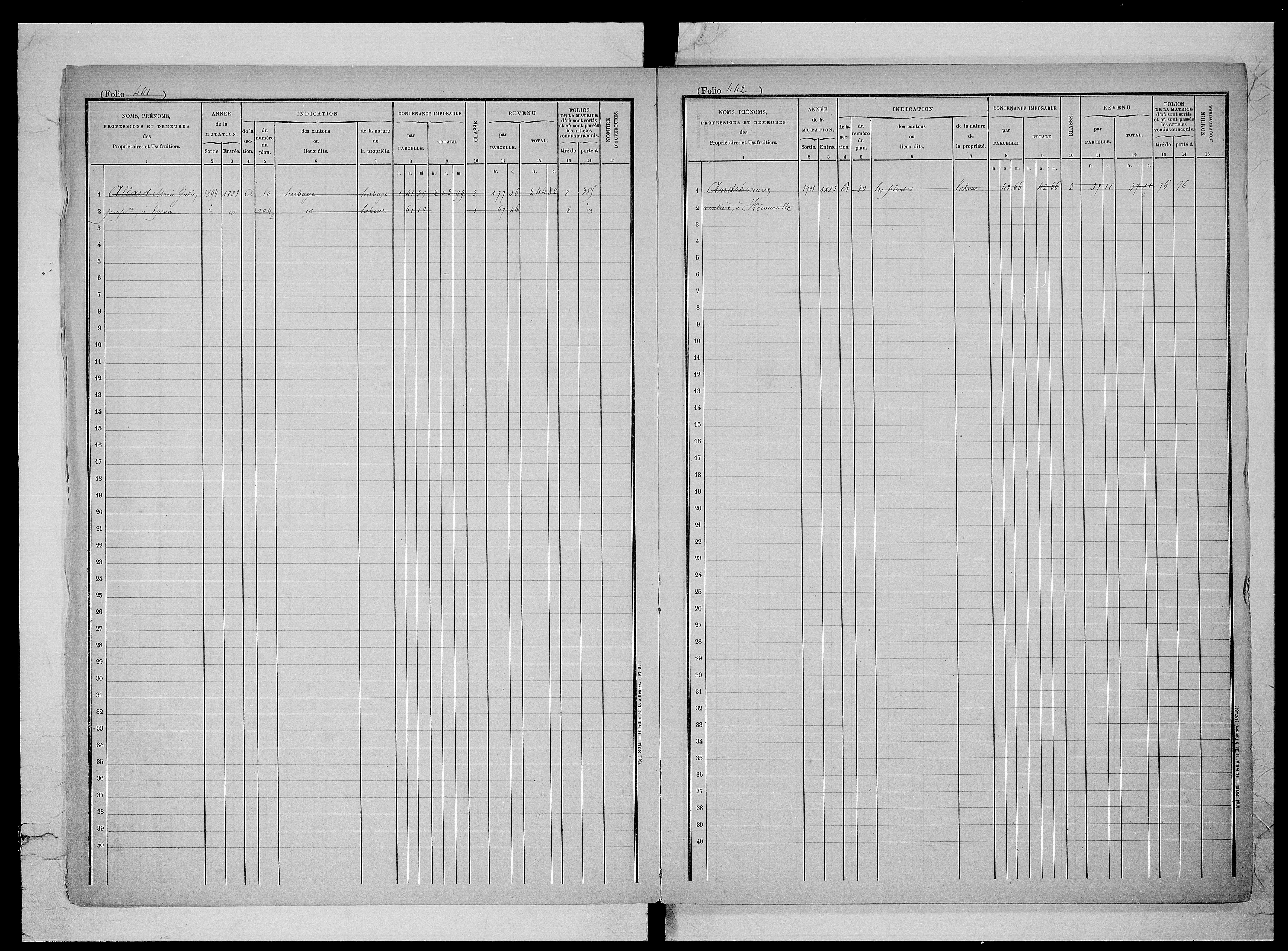 matrice cadastrale des propriétés foncières (bâties et non bâties), 1823-1913, 2e vol. (folios 436-566)