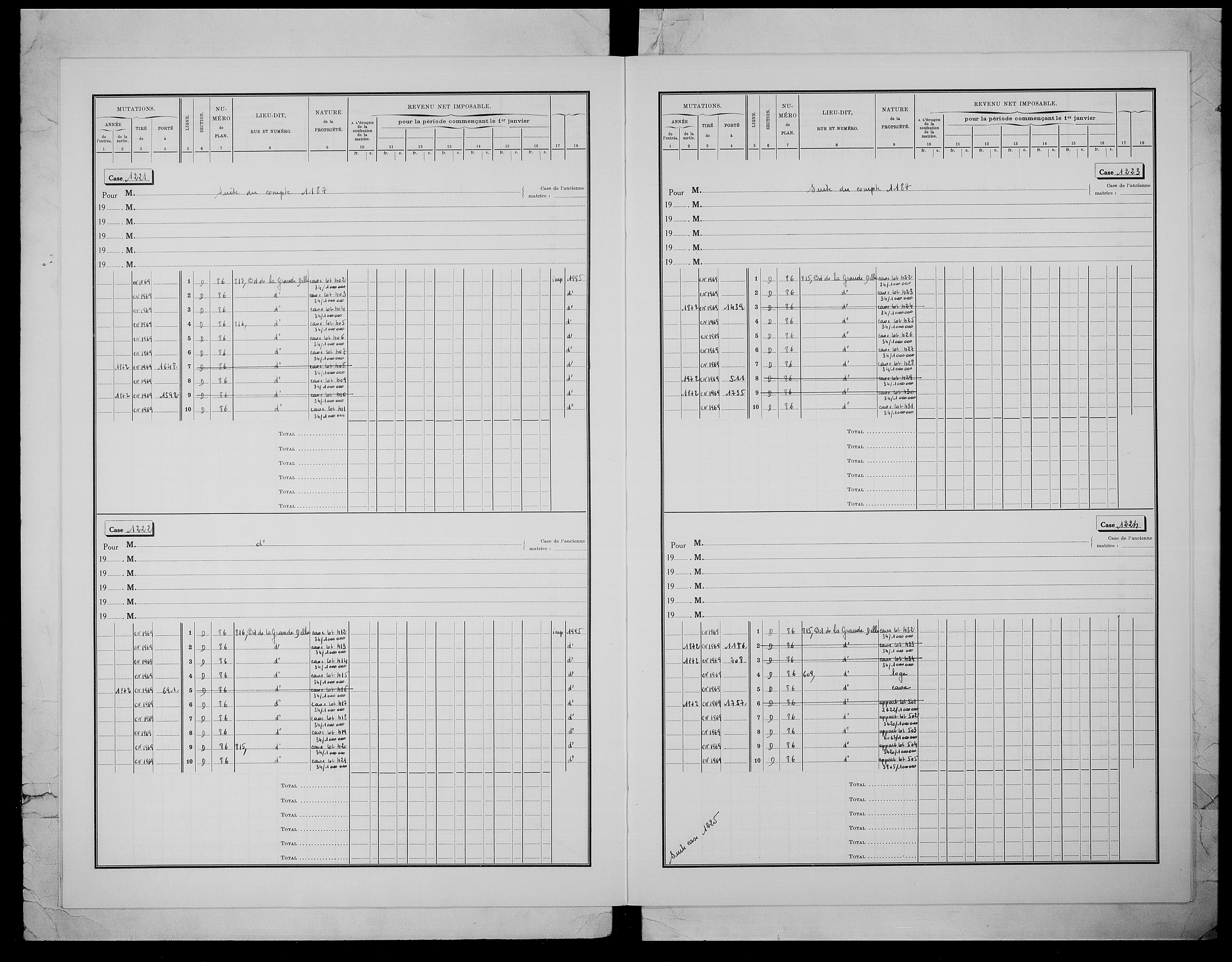 matrice cadastrale des propriétés bâties, 1911-1972, 4e vol. (cases 1187-1786)