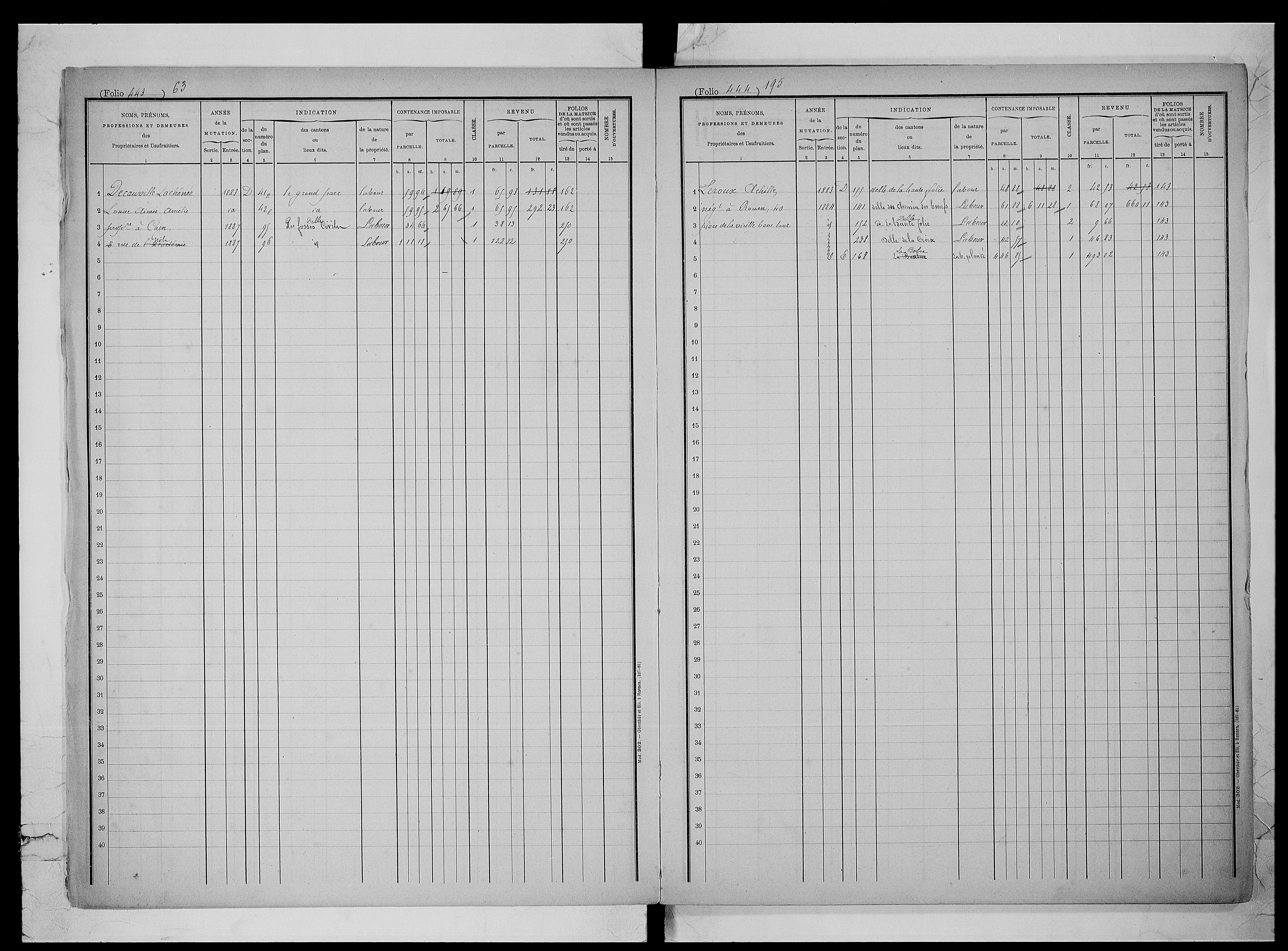 matrice cadastrale des propriétés foncières (bâties et non bâties), 1823-1913, 2e vol. (folios 436-566)