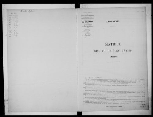 matrice cadastrale des propriétés bâties
