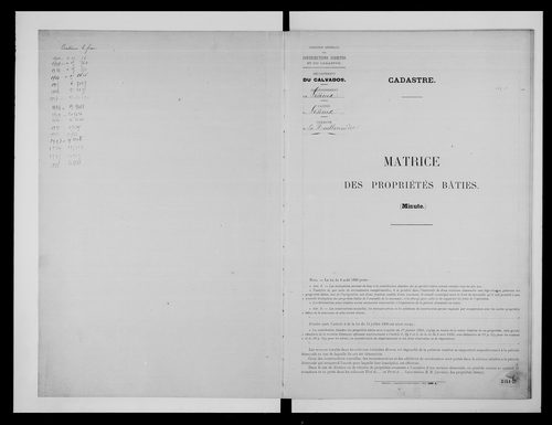 matrice cadastrale des propriétés bâties