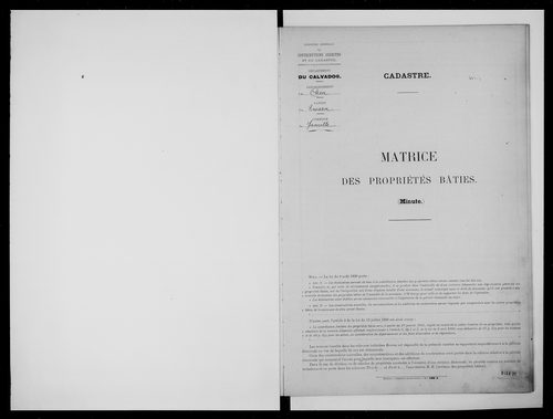 matrice cadastrale des propriétés bâties