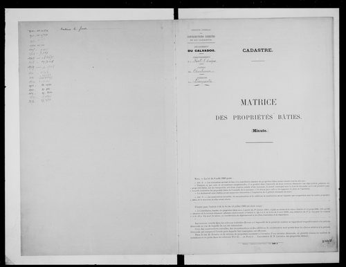 matrice cadastrale des propriétés bâties
