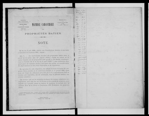 matrice cadastrale des propriétés bâties