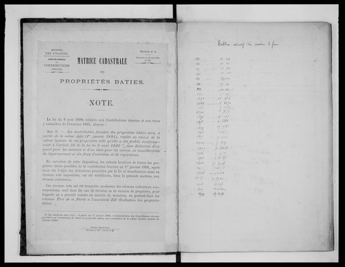 matrice cadastrale des propriétés bâties