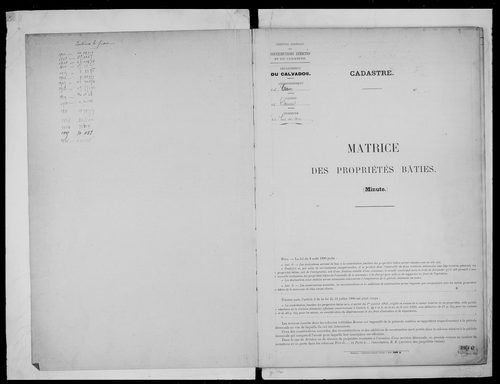 matrice cadastrale des propriétés bâties