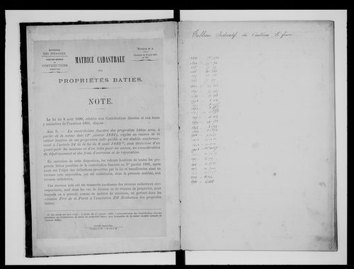 matrice cadastrale des propriétés bâties