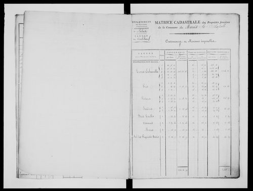 matrice cadastrale des propriétés foncières (bâties et non bâties)