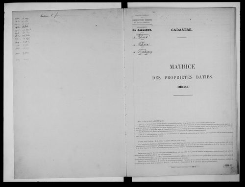 matrice cadastrale des propriétés bâties