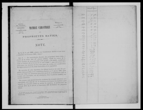 matrice cadastrale des propriétés bâties