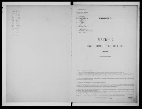 matrice cadastrale des propriétés bâties