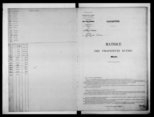matrice cadastrale des propriétés bâties