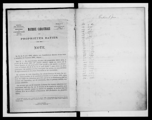 matrice cadastrale des propriétés bâties
