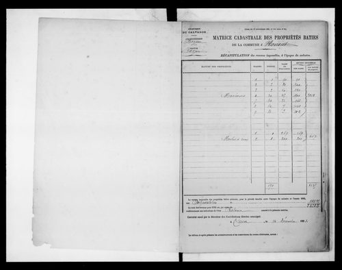 matrice cadastrale des propriétés bâties