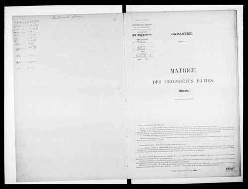 matrice cadastrale des propriétés bâties