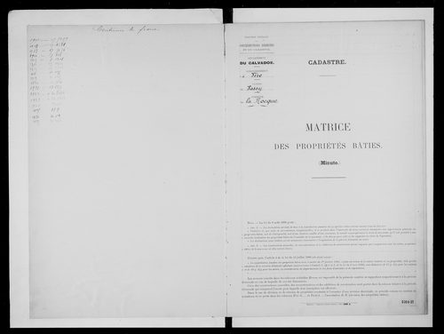matrice cadastrale des propriétés bâties