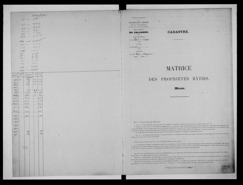 matrice cadastrale des propriétés bâties