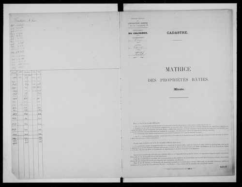 matrice cadastrale des propriétés bâties